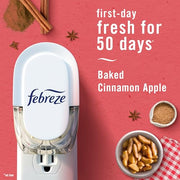 Febreze Plug-In Air Freshener, Odor-Fighting Scented Oil Refill for Home, Bathroom & Kitchen, Holiday Baked Cinnamon Apples Scent, 0.87 oz Refills, 4 Count