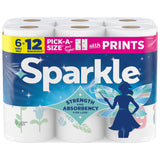 SPARKLE Pick-A-Size Paper Towels, 2-Ply Spirited Prints, 6 Double Rolls | Paper towels 6 pack: strong 2 ply paper towels with Pick-A-Size sheets, 6 double rolls, 660 sheets total