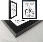 Bathroom Quotes Wall Decor, Black and White Bathroom Wall Art, Toilet Decor Signs Small Black Framed Canvas Art for Kid's Washroom