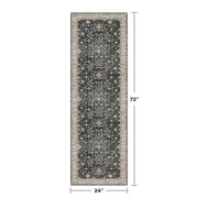 Black Boho Washable 2x6 Runner Rugs for Hallway Kitchen Bedroom Beside Laundry Room Bathroom Rug, Pet & Kids Friendly, Non Slip Low Pile Stain Resistant Soft Foldable Long 24 x 72 Floor Carpet