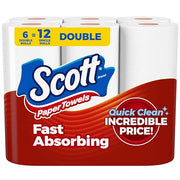 Scott Paper Towels, Choose-A-Sheet, 6 Double Rolls, 108 Sheets Per Roll | Absorbent, Deep-Cleaning Ridges, Virtually Lint-Free, Reliable
