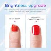 modelones Gel Top Base Coat Set 15ml 2026 Upgrade No Wipe Super Shine | Clear Glossy Gel Polish Acid Free Shiny for Press Ons Acrylic Gel Nail Art Soak Off U V Lamp Cure DIY Home Salon Manicure