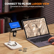 Elikliv Microscope, Digital Coin Microscope 1000x with Lights, EDM4, 4.3'' | 8 Adjustable LED Lighting, 720P LCD Microscope, Built-in Rechargeable Battery, Take Photos/Videos, Windows/MacBook Compatible