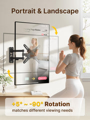 monTEK Full Motion Small TV Wall Mount for 13-43 Inch TVs up to 44 lb | ±90° Swivel, +5°/-15° Tilt, Landscape/Portrait Rotation, Extends 14.6 in, 4X Load Tested, VESA 200x200 mm, Single-Stud Mount
