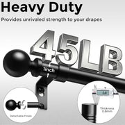 Wolistsa Curtain Rods 36-91 Inch, Black 1 Inch Adjustable Heavy Duty Curtain Rods for Windows, Decorative Modern Window Treatment Rod, Telescopic Splicing Metal Drapery Pole, Easy Installation