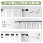 Curtain Rods 30-90 Inch, Adjustable Black Curtain Rods for Windows 1 Pack