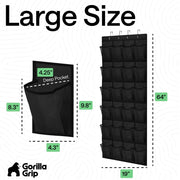 GORILLA GRIP Over the Door Shoe Organizer, 24 Large Pockets, Black | Breathable Mesh Pocket, Space Saving Hanging Storage Holder, Closet Rack Hanger for Shoes, Pantry and Bathroom Accessories