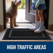 OLANLY Front Door Mat Outside 29.5x17, All-Season Heavy-Duty Rubber Doormat | Black, Absorbent, Stain and Fade Resistant, Waterproof Non-Slip Backing, Low-Profile Indoor Outdoor Floor Mat for Entryway