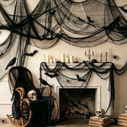 8 Pack Halloween Black Gauze Wall Decor,Outdoor Halloween Fake Spider Web Decorations Webbing,Cobwebs Mesh Spooky Fabric,30X72 in Black Cheesecloth for Haunted House Indoor Creepy Cloth (8, Black)