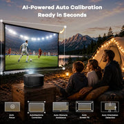 Outdoor-Projector-4K with WiFi and Bluetooth: [High Bright/60W Dolby Audio/Official Licensed Apps], Smart-Projector with AI Auto Focus, ONOAYO ONO5Pro 2.0 Movie Projector for Bedroom/Outdoor Use