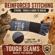 RAPICCA Animal Handling Gloves, Bite Proof Double Leather, 16 in Grey-Black | For Dog, Cat, Bird, Falconry, Snake & Reptile Handling; Vets, Groomers & Animal Control Teams