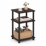 Furinno JUST Toolless 3-Tier Side Table, Open Shelf, Columbia Walnut | Soft-Corner, End Table, Night Stand, Bedside Table, for Living Room, Bedroom, Bathroom