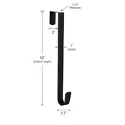 Aeranto Slim Over The Door Wreath Hanger for Front Door, 12" Black 1 Pack | Damage-free wreath holder, Easy to Use and Reusable Door Hook for Christmas, Thanksgiving, Halloween and Daily Décor