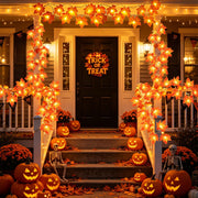 Fall Decor 2 Pack Fall Garland with Lights Enlarged Maple Leaves 20Ft 40LED | Halloween Thanksgiving Decorations, Battery Operated Waterproof Autumn String Lights Indoor Outdoor Fall Decorations for Home