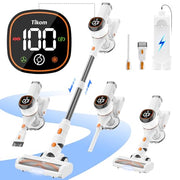 Tikom V500 Cordless Vacuum Cleaner for Home, 40000Pa/450W Stick Vacuum with LED Touch Screen, Charging Wall Dock, Anti-Tangle, Lightweight Handheld Vacuum for Pet Hair, Hard Floor, Carpet
