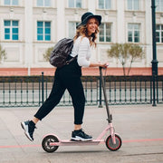 Electric Scooter - 350W/500W Motor, 8.5"/10''Solid Tires, Up to 19/22MPH& 16/21/23Miles Long-Range Portable Commuting Scooter for Adults with Double Braking System