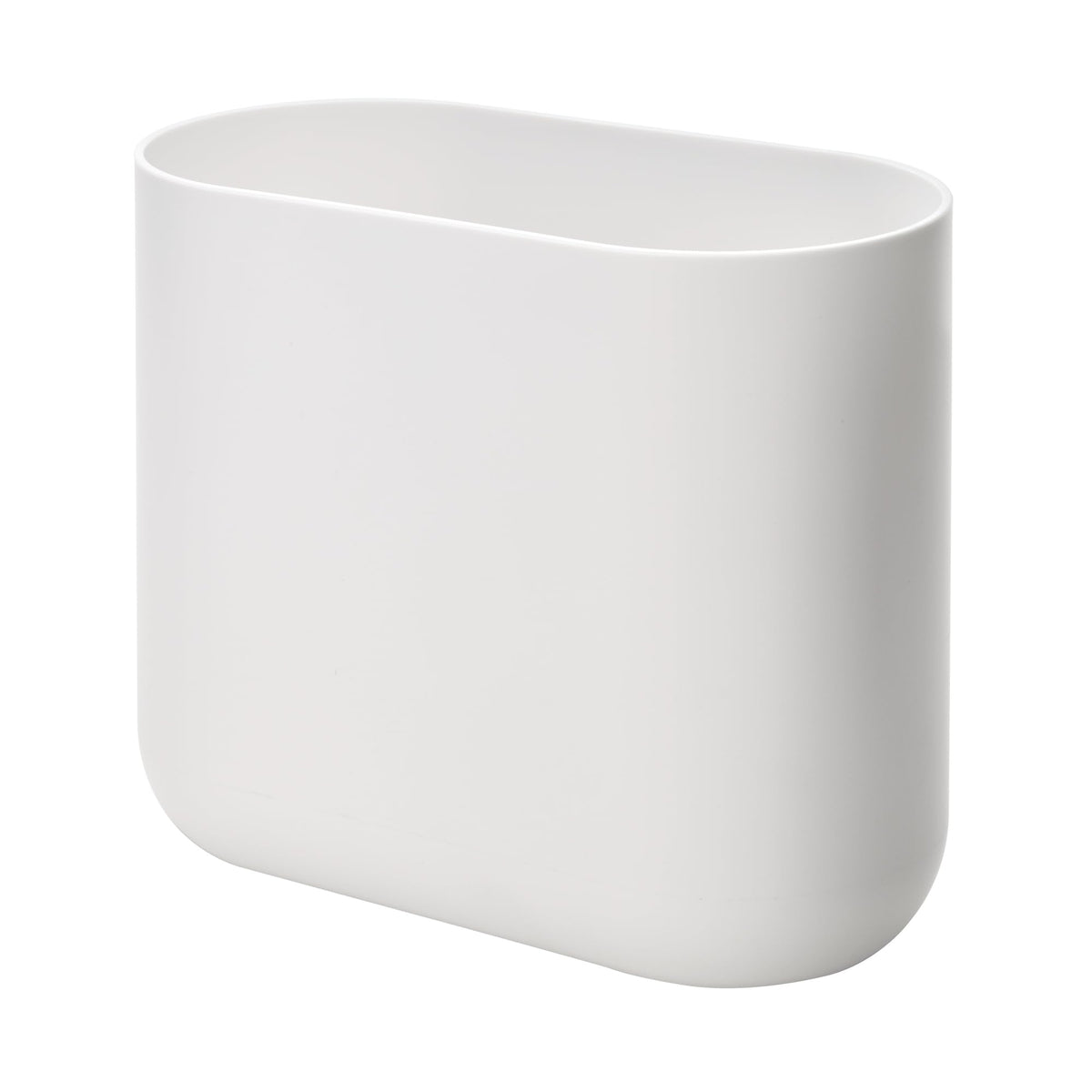 iDesign Small Slim Plastic Bathroom Trash Can, White | Bedroom, Office, Desk, Dorm