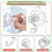 VIS'V Suction Wreath Hanger, Heavy Duty, 22 LB, Large, Clear, 2 Pcs | Removable and Reusable, Clear Invisible Design, Locking Suction Technology, Dual Vacuum Suction, Fit for Smooth Flat Surfaces
