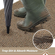 BEQHAUSE Dirt Trapper Door Mat 20" x 32", Non-Slip Washable Doormats, Beige | Entrance Mat Dirt Resistant and Absorbent Welcome Mat, Low Profile Floor Mats for Front Back Door and Entryway