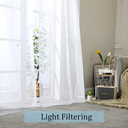 OWENIE White Sheer Curtains 84 inches Long 2 Panels Set for Living Room | Sheer White Curtain for Bedroom, Rod Pocket Light Filtering Sheer Panel Drapes, 2pcs, Each 42" Width x 84" Long