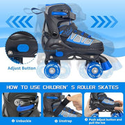 Nattork Roller Skates for Kids Boys Girls, 4 Size Adjustable Rollerskates with Light Up Wheels for Children Beginners for Outdoor Indoor