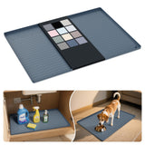URMONA Waterproof Silicone Under Sink Mat, 31 x 22 in, Flexible Shelf Liner | Dark Grey, Pet Food Mat for Dog Bowls, Cat Litter Mat, Cabinet and Counter Protector for Kitchen and Bathroom, Easy to Clean.