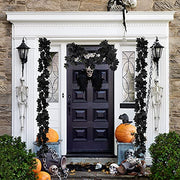 2Pcs Black Maple Leaf Garland Halloween Artificial Fall Leave Vines | 11.8FT, Fall Floral Garlands Thanksgiving Decor for Home Wedding Party
