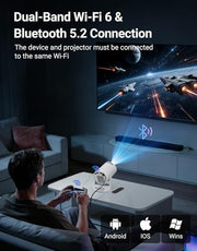 Mini Projector, Portable Projector 4K Support and 5W Speaker | with WiFi 6 & Bluetooth 5.4, 180° Rotatable, Auto Keystone & Manual Focus, Projector with HDM, USB, Phone, Laptop(Ultra)
