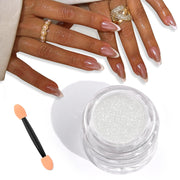 SAVILAND Clear White Pearl Chrome Nail Powder, 1g Large Capacity | Non-Flying Grain-Free Formula, With Applicator, Mica-Based Chrome Powder, Metallic Mirror Unicorn Effect, Home and Salon Use