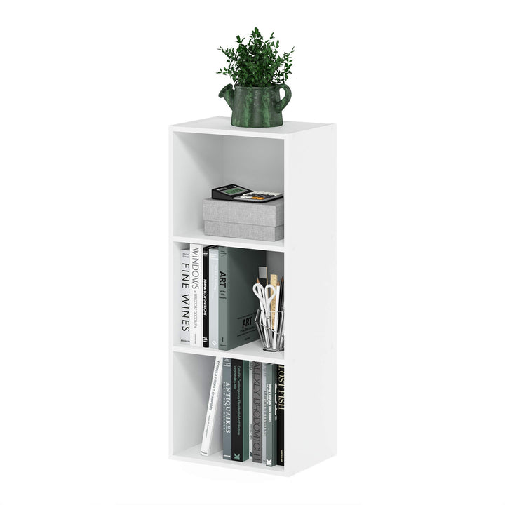 Furinno LUDER Book Shelf, 3-Cube Bookshelf, Bookcase with Open Shelves, 9.3 x 12 x 31.5, Easy Assembly, for Living Room, Bedroom, Home Office, White