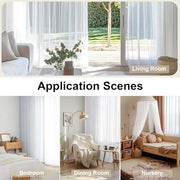 OWENIE White Sheer Curtains 84 inches Long 2 Panels Set for Living Room | Sheer White Curtain for Bedroom, Rod Pocket Light Filtering Sheer Panel Drapes, 2pcs, Each 42" Width x 84" Long