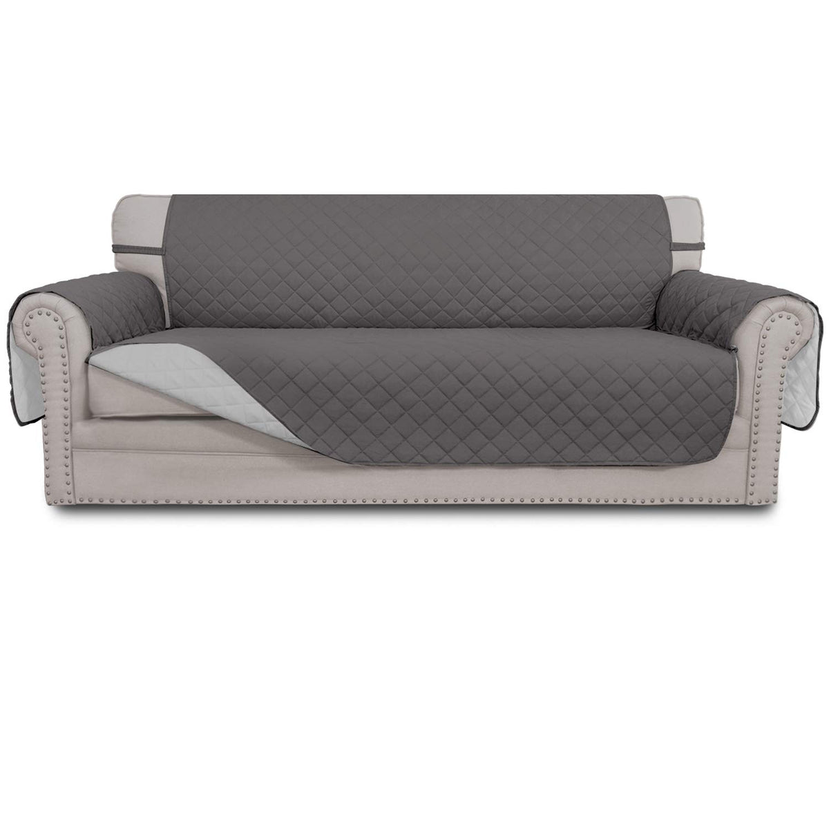 Easy-Going Reversible Couch Cover, 3 Cushion Sofa, Large, Gray/Light Gray | Machine Washable Slipcover For Dogs, Water Resistant Furniture Mat For Living Room, Non-Slip Sofa Cover, Pet Friendly