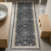 Black Boho Washable 2x6 Runner Rugs for Hallway Kitchen Bedroom Beside Laundry Room Bathroom Rug, Pet & Kids Friendly, Non Slip Low Pile Stain Resistant Soft Foldable Long 24 x 72 Floor Carpet