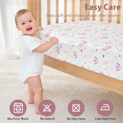 Baby Crib Sheets Girl, 3 Pack Toddler Bed Sheets Fitted 52”x28”