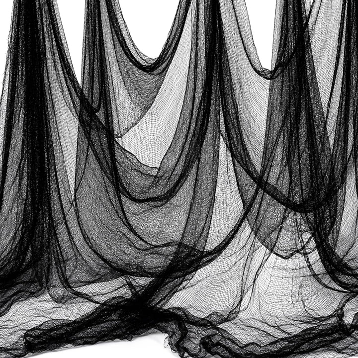 Land Guard Halloween Creepy Cloth Black 200 × 40 Inch Gauze Fabic | Gothic Halloween Decorations for Indoor Outdoor Haunted House Party, Easy to Hang, Cut at Will, Photo Backdrop
