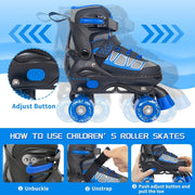 Nattork Roller Skates for Kids Boys Girls, 4 Size Adjustable Rollerskates with Light Up Wheels for Children Beginners for Outdoor Indoor