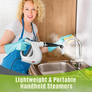 Phueut Pressurized Handheld Multi-Surface Natural Steam Cleaner with 12 pcs Accessories, Multi-Purpose Steamer for Home Use, Steamer for Cleaning Floor, Upholstery, Grout and Car (Grey)