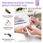 SAVILAND Kolinsky Acrylic Nail Brush Size 6,10,14 with Brush Cleaner Purple | Professional Nail Brushes, Cleaner Manicure Tool, Acrylic Brush Acrylic Powder, Nails Extension 3D Carving for Nail Art DIY