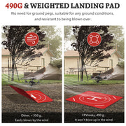 FPVtosky Nighttime Reflective Drone Landing Pad, Fast-fold Double Sided Waterproof Landig Pad Weighted for DJI Lito X1/Mini 5 Pro/ 4/3 Pro/Mini 4k / Mavic 4 / Air 3s/ Avata 2/ Neo/Flip
