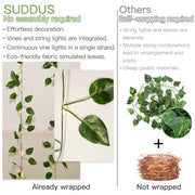 suddus 33FT 100LED Pothos Vine Fairy Lights Battery Operated Copper Wire | String Lights with Remote,Leaf Lights for Bedroom,Dorm,Wedding,Party, Garden,Wedding,Classroom Decor (Warm White)