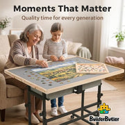 BuilderButler Puzzle Table 1500 Pieces with Wheels, Drawers & Cover, 33.58"x24.92" Adjustable Height & 45° Tilting Jigsaw Board for Adults, Also Ideal as Fuse Beads Table