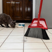 O-Cedar Pet Pro Broom with Step-On Dustpan | Removes Over 99% of Dust & Dirt in One Sweep | Removes 3X More Pet Hair | Quiet Cleaning Tool for Cat and Dog Owners