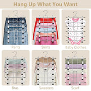 Pants Hangers with Clips,Space Saving Hanging Closet Organizer-6 Tiers Skirt Hangers with 360° Swivel Hook,Closet Organizer-Clothes Hangers- College Dorm Essentials Apartment Essentials-2 Pack