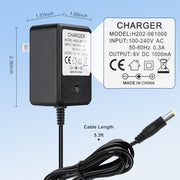 6V Charger for Kids Ride On Car Toys, 6 Volt Battery Charger for Flybar Bumper car/Wrangler SUV Kid Trax Dynacraft Toy Car Jeep ATV Quad (6v Battery Charger)