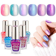 SAVILAND 6Pcs Ombre Nail Polish Set Charm Pink Blue Gold Purple | Quick Dry Pearl Summer Fingernail Polish Colors, Plant-based Castor Oil, Natural Nail Lacquer, Women Gift Home Manicure DIY