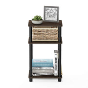 Furinno JUST Toolless 3-Tier Side Table, Open Shelf, Columbia Walnut | Soft-Corner, End Table, Night Stand, Bedside Table, for Living Room, Bedroom, Bathroom