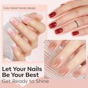 modelones Jelly Nail Polish, 6 Colors Quick Dry Nude Pink Nail Polish Set | Air Dry Nail Polish, No UV Lamp Needed, User-Friendly Red Brown Polish Kit, Nail Art Home Salon, Gift for Women