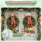 VIS'V Suction Wreath Hanger, Heavy Duty, 22 LB, Large, Clear, 2 Pcs | Removable and Reusable, Clear Invisible Design, Locking Suction Technology, Dual Vacuum Suction, Fit for Smooth Flat Surfaces
