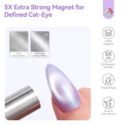 SAVILAND 5X Strong Cat Eye Magnet Dual-Ended Nail Magnet Stick | Neodymium Cat Eye Gel Nail Polish Magnet, Ergonomic Magnetic Nail Wand, 3D Cateye Nails, Cat-Eye Effect for Nail Art