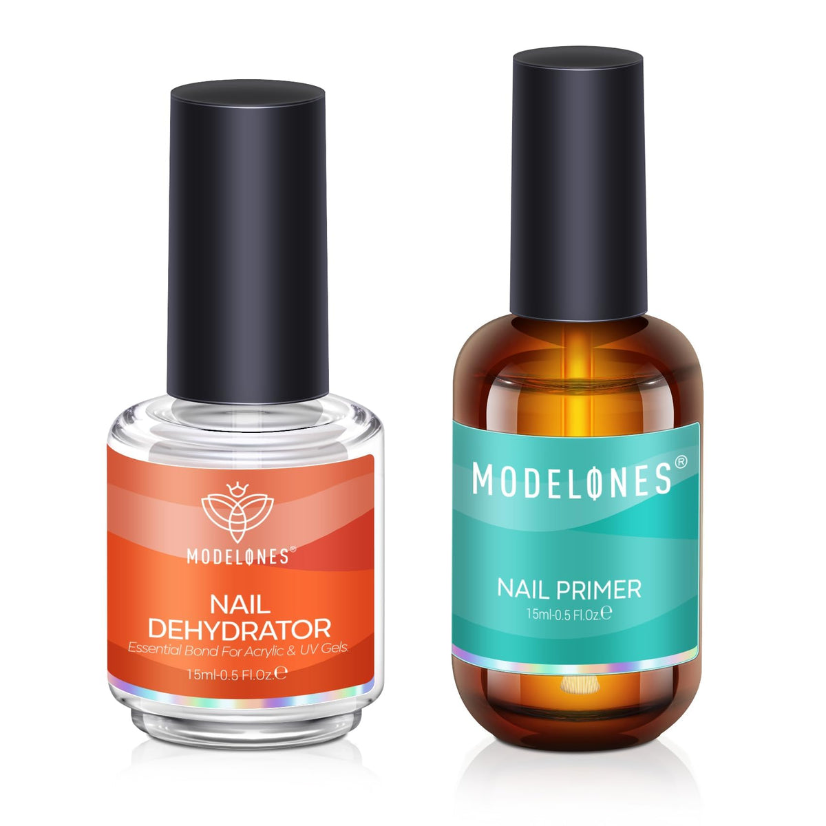 modelones Nail Dehydrator and Primer, Acid Free Prep Kit for Base Coat | Natural Hema-Free dehydrator & Bond Primer Prep Kit, Acrylic Nail Supplies 2 Pcs 15 ml